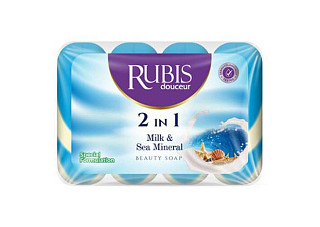 Мыло туалетное RUBIS экопак milk-sea mineral 4х90г 360г