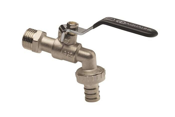 Кран шаровой водоразборный силуминовый ДУ15 (1/2) AQUALINK под шланг, рычаг ECO (03965) (180/20) 
