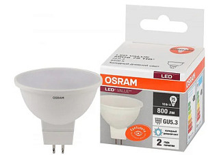 Лампа светодиодная OSRAM LED GU5.3 10Вт 6500К 800Лм спот 220В (замена 75Вт) (2934)