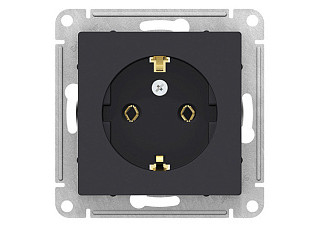 Розетка ATLASDESIGN с/з 16А механизм карбон (ATN001043) (394)
