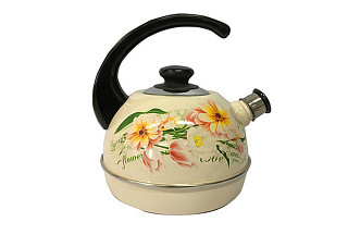 Чайник эмалированный Рубин ЦВЕТОЧНЫЙ ВАЛЬС слон.кость, конс.ручка г.Ростов 3,5л Т04/35/04/26 (626)