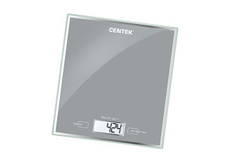 Весы кухонные Centek CT-2462 (серебристый) электронные, стеклянные, LCD, 190х200 мм, max 5кг, шаг 1г