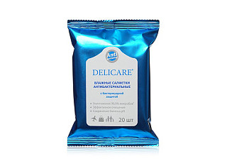 Салфетки влажные DELICARE антибактериальные 20шт( 621)