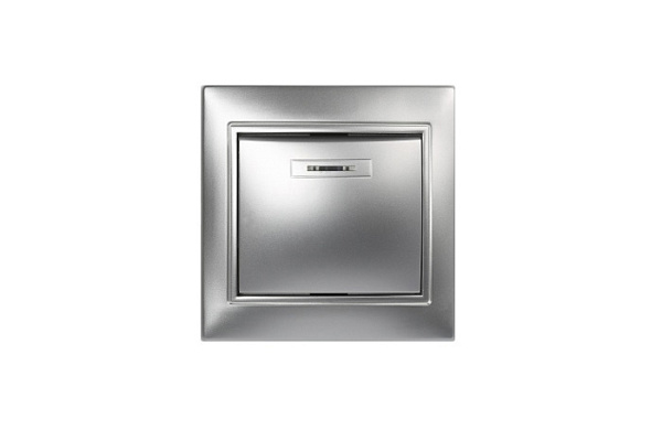 Выключатель SmartBuy "Венера" 1-клавишный с индикатором 10А, серебро (SBE-01s-10-SW1-1-c) (379)