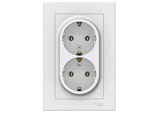 Розетка ATLASDESIGN двойная с/з 16А в сборе белый (ATN000124) (3088)