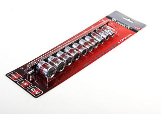 Набор торцевых головок MATRIX 3/8", 6-ти гр., CrV, 10шт., 8-19мм (13558)