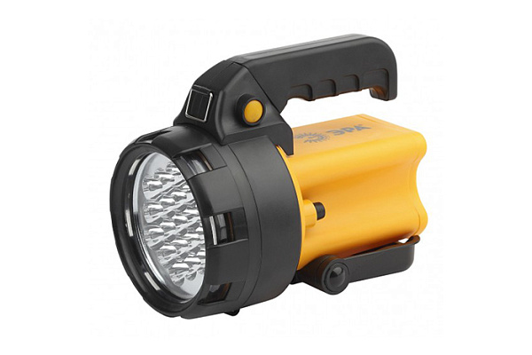 Фонарь ERA PA-602 АЛЬФА прож 19LED, аккум 3Ah, ЗУ 220V/12V, черный/желтый пластик, IP44 (533)