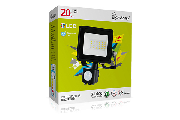 Прожектор светодиодный SMARTBUY FL с датч. движения 20Вт 6500K IP65 (SBL-EFLPIR-20-65) (121607)