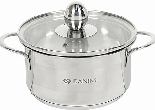 Кастрюля нержавеющая сталь Daniks индукция GS-01311-14CA/SD-514 1,0л (342475)
