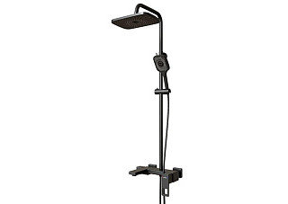 Душевая система ML34-06 "Solo Black" (смеситель 35К с изл+лейка 3поз.+душ.шланг+тропич.душ.) ЧЕРНЫЙ