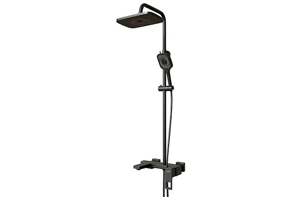Душевая система ML34-06 "Solo Black" (смеситель 35К с изл+лейка 3поз.+душ.шланг+тропич.душ.) ЧЕРНЫЙ