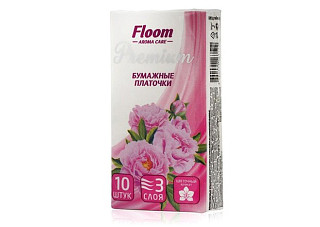 Платочки бумажные Floom 3-х слойные, цветочные (522)