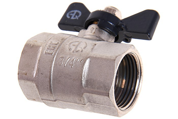 Кран шаровой латунный AQUALINK ДУ20 (3/4) Г/Г бабочка (01156) (100/10) 