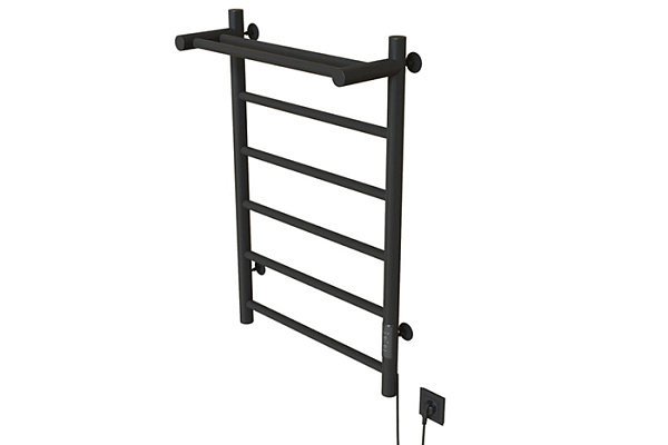 Полотенцесушитель электрический MIXLINE VEGA 80х50 (таймер,318Вт,5 перекладин + ПОЛКА)ГРАФИТ 557654
