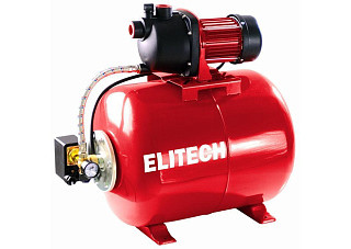 Насосная станция ELITECH САВ 1200-24П (Пласт,1200Вт,Расход-65л/м,Н=50м, 4,6бар,Глуб-8м,Емкость-24л)