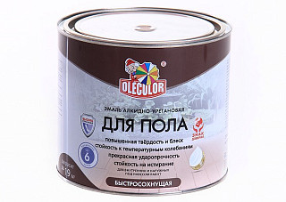 Эмаль для пола алкидно-уретановая быстросохнущая (6ч) OLECOLOR желто-коричневый (1,8кг)