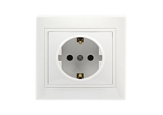 Розетка SMARTBUY Венера 1-местная с заземлением 16А белая, керамика  (SBE-01w-16-S1-Z-c) (490)
