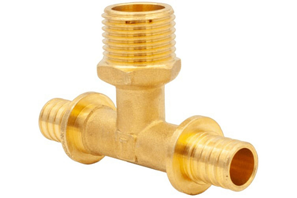 Тройник аксиальный AQUALINK 16мм х 1/2" нар х 16мм, 2,2мм (100/10) (01037)