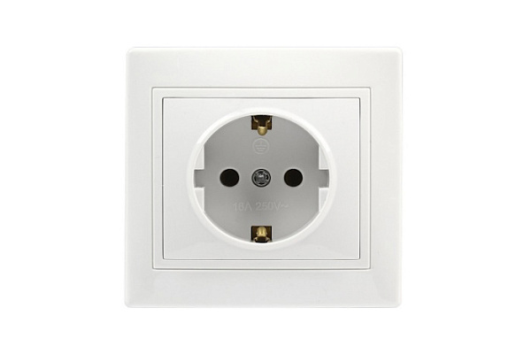 Розетка SMARTBUY Венера 1-местная с заземлением 16А белая, керамика  (SBE-01w-16-S1-Z-c) (490)