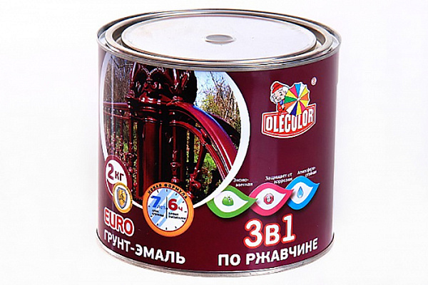 Грунт-эмаль по ржавчине OLECOLOR красный 3020 (2,0кг)