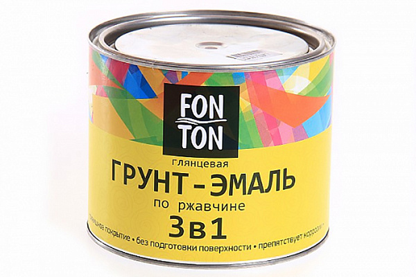 Грунт-эмаль по ржавчине 3 в 1 FonTon черная глянцевая (1,8кг) 