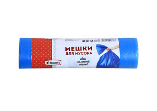 Мешки для мусора ПНД 120л. голубые, 14мкм, в рулоне 10шт./50 Komfi (PM121BU)