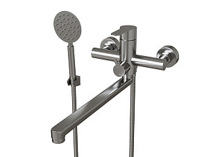 Смеситель для ванны и раковины 35k MIXLINE MLSS32-02 Stainless (Нерж.,Длина излива 32см,Картр 35мм)
