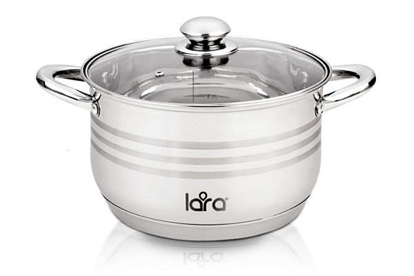 Кастрюля нержавеющая сталь LARA SONATA 4,9л (LR02-584)