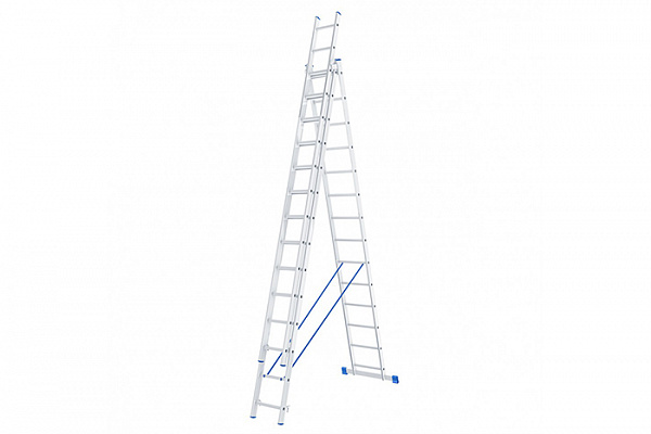 Лестница алюминиевая 3х14 ступеней трехсекционная СИБРТЕХ h=7,5м, до 150кг (97824)