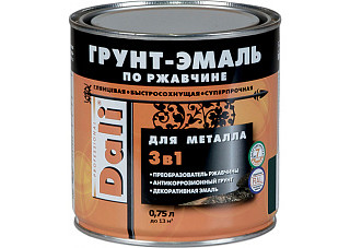 Грунт-эмаль по ржавчине 3 в 1 DALI серебристый алюминий RAL9006 (0,75л)