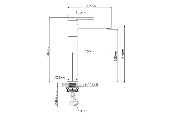 Смеситель для раковины Oasis L3006МG (Латунь, Гайка, Высота излива-25см)