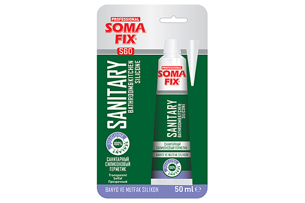 Герметик силиконовый SOMA FIX санитарный, белый, 50мл Турция S61