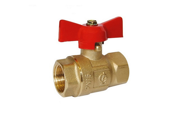 Кран шаровой латунный ДУ25 (1) Г/Г бабочка КНР (11Б27п1)