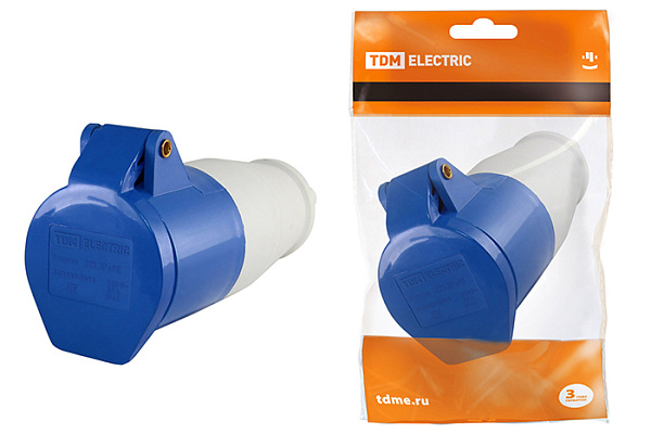 Розетка TDM 223 переносная 2Р+РЕ 32А 220В IP44 (0603-0015)