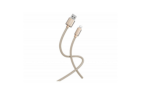 Кабель для зарядки и передачи данных SmartBuy S02 Lightning золотистый, 3 А, 1м (iK-512-S02g) (829)