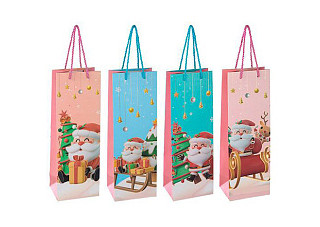 Пакет подарочный для бутылки Волшебная страна Восторг (36х12х9 см) (4 дизайна в ассорт) (110433)