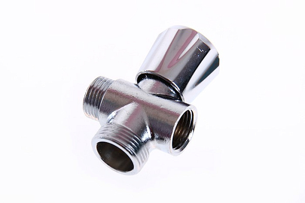 Кран шаровой 3-х проходной для стиральной машины ДУ (1/2x1/2x3/4) Г/Ш/Ш AQUALINK (3968) (100/10)