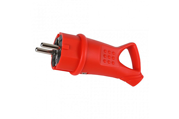 Вилка SMARTBUY 2P+PE 16A 230В IP44 угловая с кольцом каучуковая красная (SBE-16-P08-Rr)