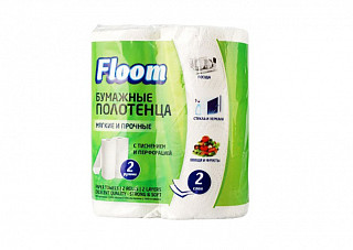 Полотенца бумажные Floom 2-х слойные 2 рулона (966)