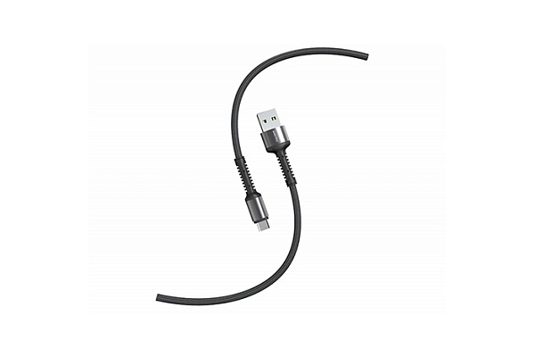 Кабель для зарядки и передачи данных SmartBuy S26 Type C черн/сер,3А,QC,нейл,1м(iK-3112-S26bg) 3638