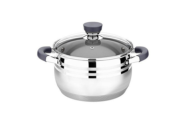 Кастрюля нерж. сталь LARA MERCURY стал.ручки, капсул индук дно, жароп.крышка, 20см, 3,9л (LR02-472)