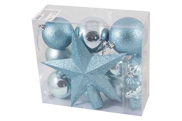 Набор елочных игрушек ШАРЫ+ЗВЕЗДА нежно-голубые SYCB17-520 003375 (1/20)
