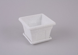 Горшок для цветов КВАДРО с поддоном, мрамор 119x119x89мм, 0,63л (С160М)