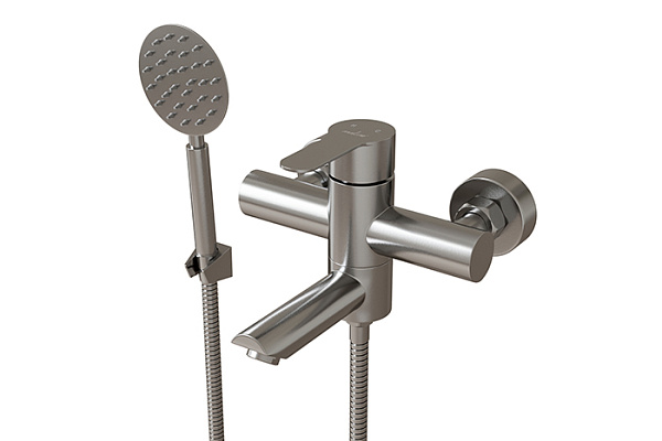 Смеситель для ванны 35k MIXLINE MLSS32-01 Stainless (Нерж. сталь,Длина излива 12см,Картридж 35мм)