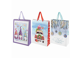 Пакет подарочный (1штука) новогодний 33x13x45см, "Artpaper XL", ассорти, ЗОЛОТАЯ СКАЗКА, 592129