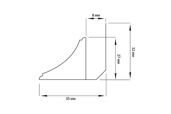 Профиль отделочный плинтус потолочный золото 3м (25шт/уп) PAN 801