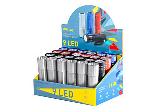 Фонарь SMARTBUY светодиодный алюминиевый  9 LED (SBF-103-B)/24шт. (1607) 7067