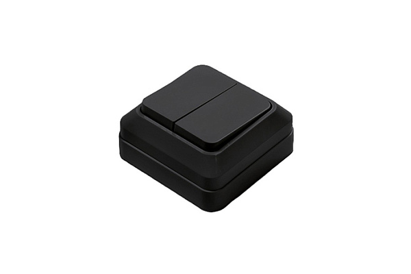 Выключатель IN HOME BOLLETO 7023B двухклавишный, накладной, черный (023)