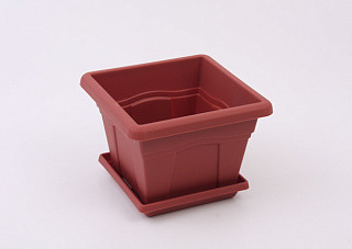 Горшок для цветов КВАДРО с поддоном, терракотовый 159x159x117мм, 1,48л (С161Т)