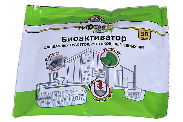Биоактиватор для дачных туалетов и септиков Nadzor Garden/ BIOWC4 в порошке, универсальный (50гр)